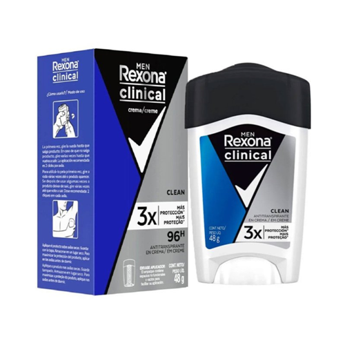 Desodorante Creme Rexona Clinical Masculino Clean Azul - Embalagem