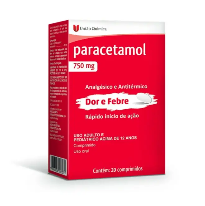 PARACETAMOL 750MG 20CPR UNIÃO QUIMICA