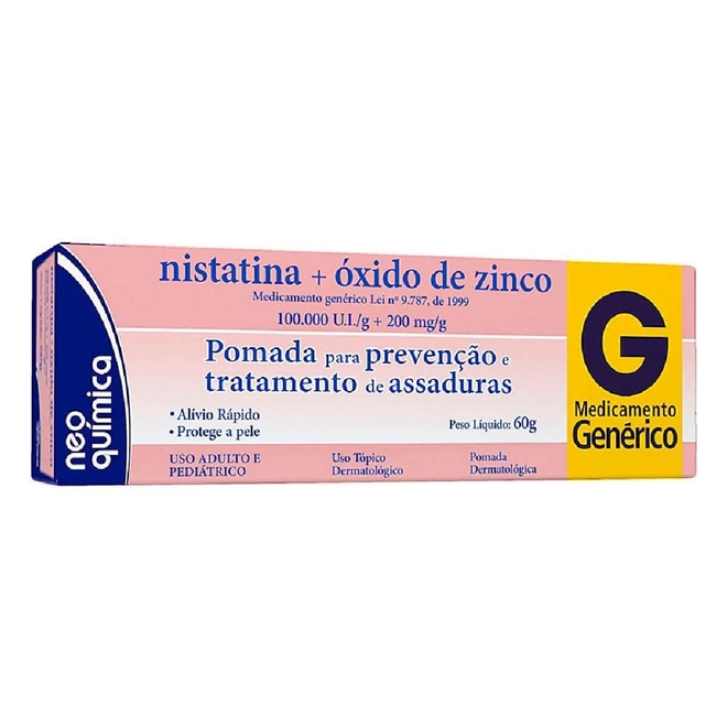 Nistatina + Óxido de Zinco Pomada 60g Neo Química - Nistatina 100.000ui ...