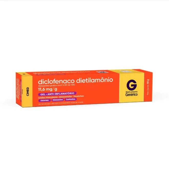 Diclofenaco Dietilamônio Gel 60g Cimed Genérico