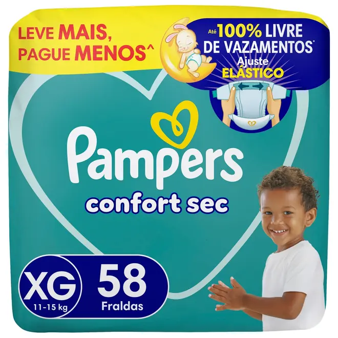 FRALDA PAMPERS CONFORT SEC XG 58 UNIDADADES