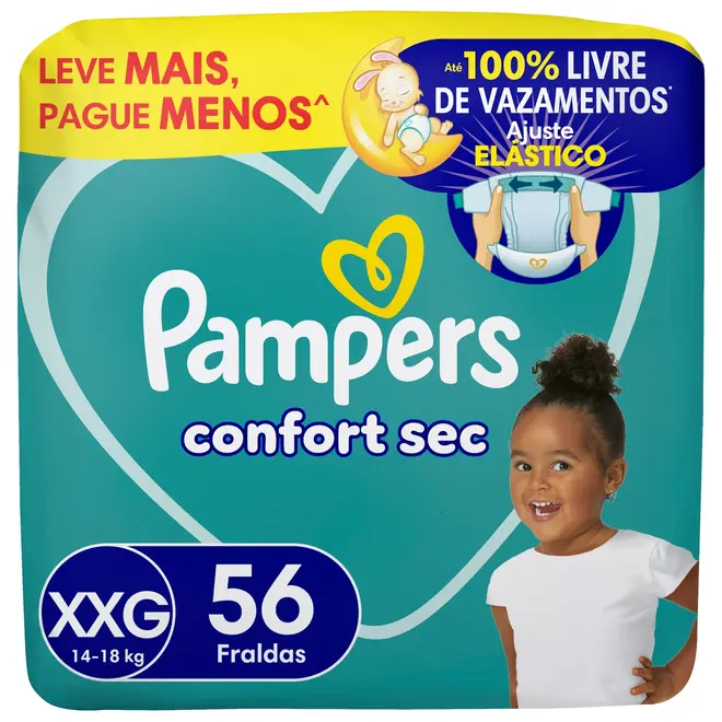 FRALDA PAMPERS CONFORT SEC XXG 56 UNIDADES