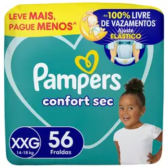 FRALDA PAMPERS CONFORT SEC XXG 56 UNIDADES