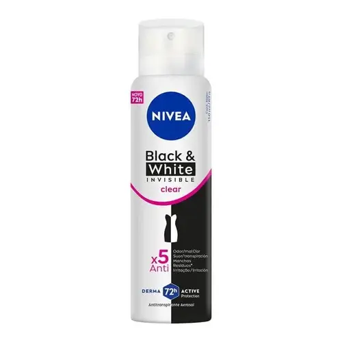 Desodorante Antitranspirante Aerosol Nivea Black & White Invisible Clear Feminino 72h 150ml
