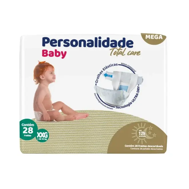 FRALDA PERSONALIDADE BABY TOTAL CARE MEGA XXG 28UN