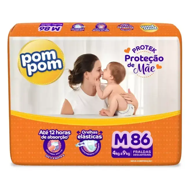 FRALDA POMPOM DERMA PROTEK JUMBO M C/ 28UN