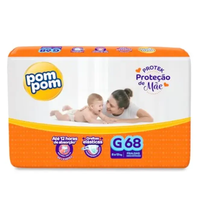 FRALDA POM POM DERMA PROTEK HIPER G 68UN