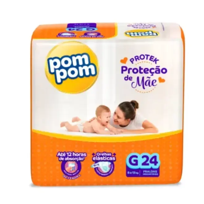 FRALDA POMPOM DERMA PROTEK JUMBO G C/24UN