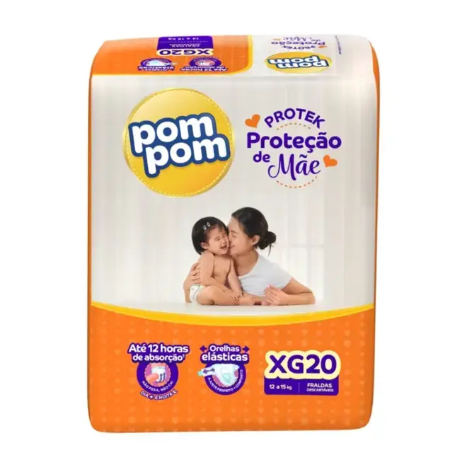FRALDA POMPOM DERMA PROTEK JUMBO XG C/ 20UN