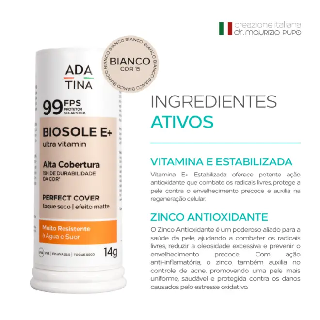 ADA TINA BIOSOLE E+ ULTRA VITAMIN FPS99 STICK COR BIANCO 14G