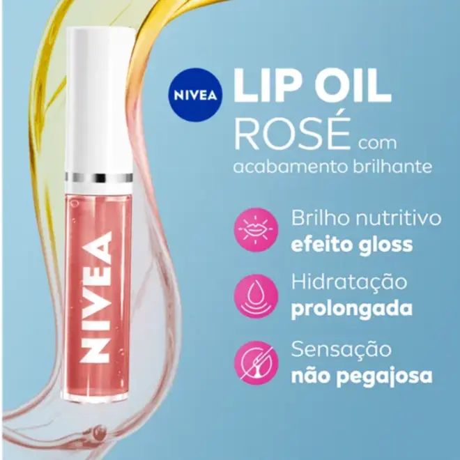 BRILHO LABIAL NIVEA LIP OIL ROSE 5,5ML