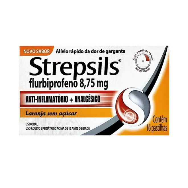PASTILHA PARA GARGANTA STREPSILS LARANJA 16UNIDADES