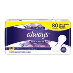 ALWAYS ABS PROTETOR DIARIO SEM PERFUME PROTECAO 80UN