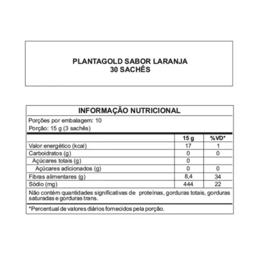 PLANTAGOLD 5G SABOR LARANJA 30 SACHES  ARTE NATIVA