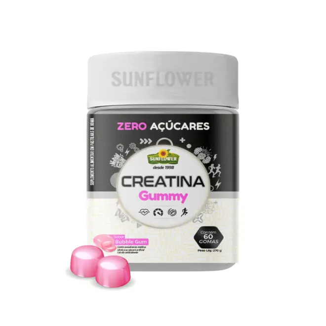 CREATINA GUMMY BUBBLE GUM 60 GOMAS SUNFLOWER