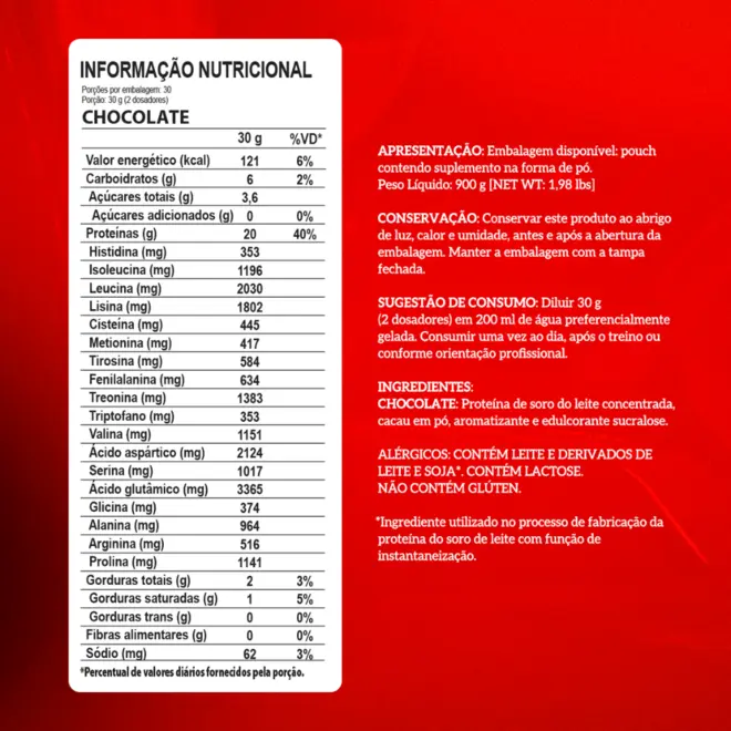 WHEY 100% PURE CHOCOLATE 900G INTEGRALMEDICA