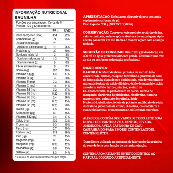 NUTRIWHEY BAUNILHA 900G POTE INTEGRALMEDICA