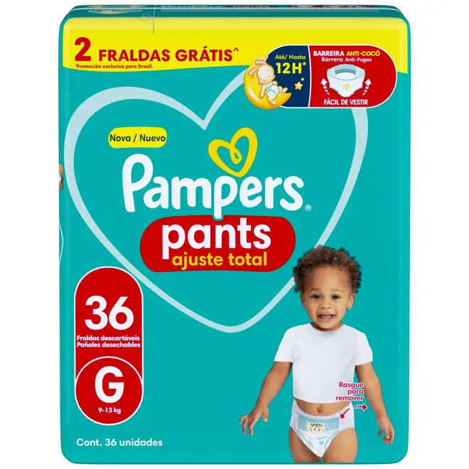 FRALDA PAMPERS PANTS AJUSTE TOTAL G 36 UNIDADES