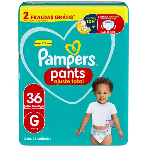 FRALDA PAMPERS PANTS AJUSTE TOTAL G 36 UNIDADES