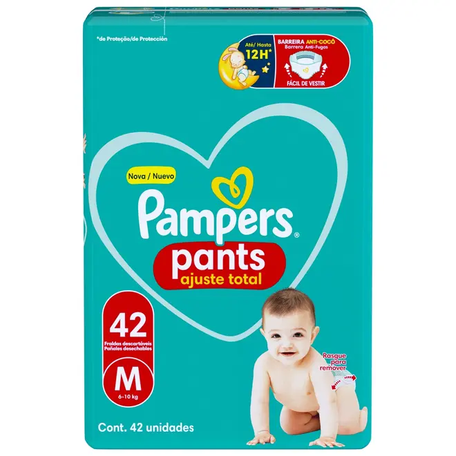 FRALDA PAMPERS PANTS AJUSTE TOTAL M 42 UNIDADES