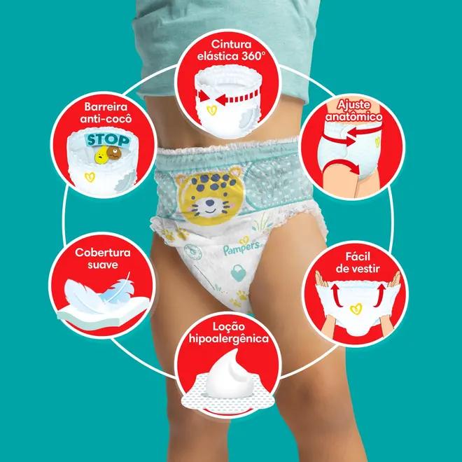 FRALDA PAMPERS PANTS AJUSTE TOTAL M 84 UNIDADES