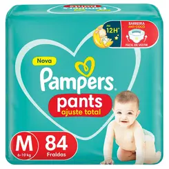 FRALDA PAMPERS PANTS AJUSTE TOTAL M 84 UNIDADES