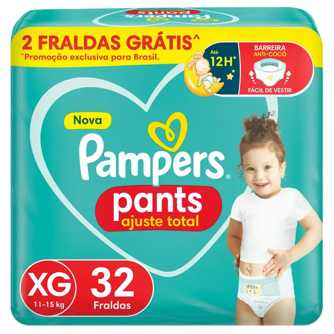 FRALDA PAMPERS PANTS AJUSTE TOTAL XG 32 UNIDADES