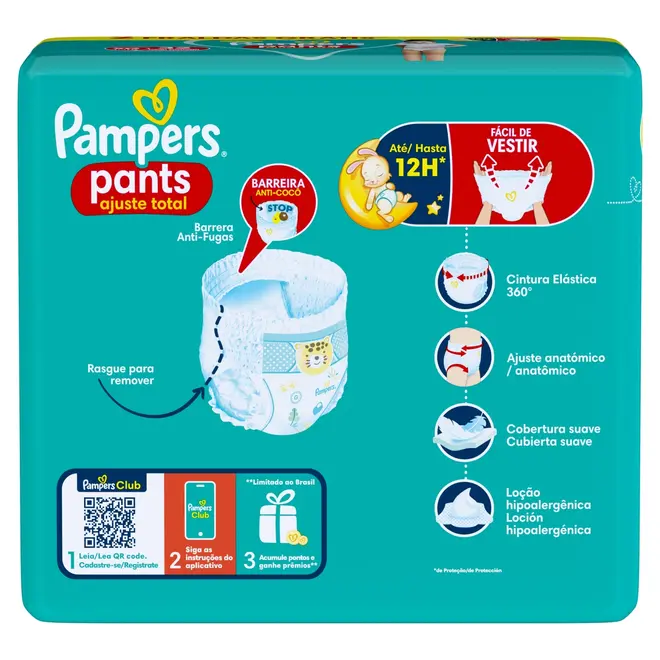 FRALDA PAMPERS PANTS AJUSTE TOTAL XG 32 UNIDADES