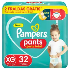 FRALDA PAMPERS PANTS AJUSTE TOTAL G 72 UNIDADES
