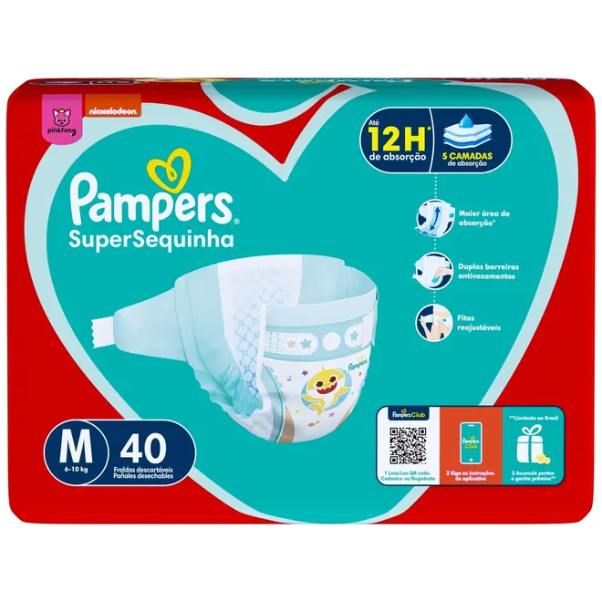 FRALDA PAMPERS SUPERSEC MEGA M 40 UNIDADES