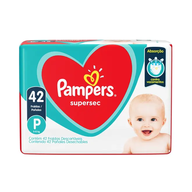 FRALDA PAMPERS SUPERSEC MEGA P 42 UNIDADES