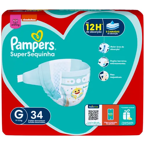 FRALDA PAMPERS SUPERSEC MEGA G 34 UNIDADES