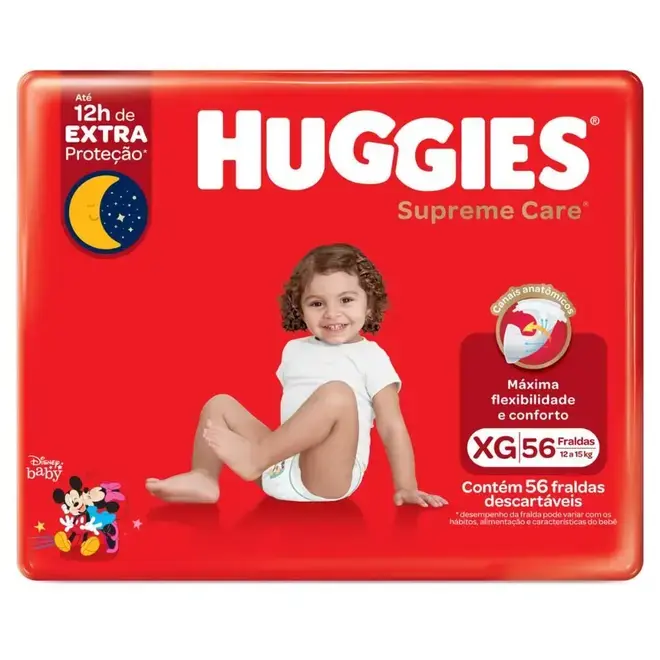 FRALDA HUGGIES SUPREME CARE HIPER XG 56 UNIDADES