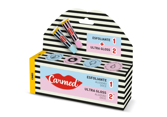 Kit Carmed SOS Lábios Algodão Doce Esfoliante Labial 10g + Gloss Labial Ultra Gloss 10g