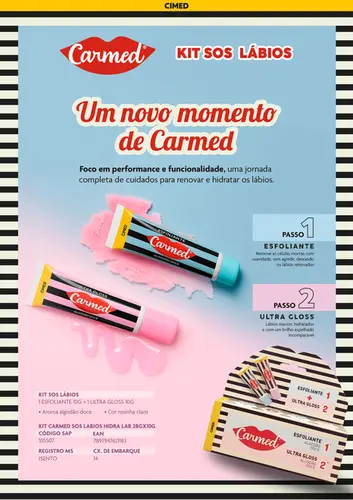 Kit Carmed SOS Lábios Algodão Doce Esfoliante Labial 10g + Gloss Labial Ultra Gloss 10g