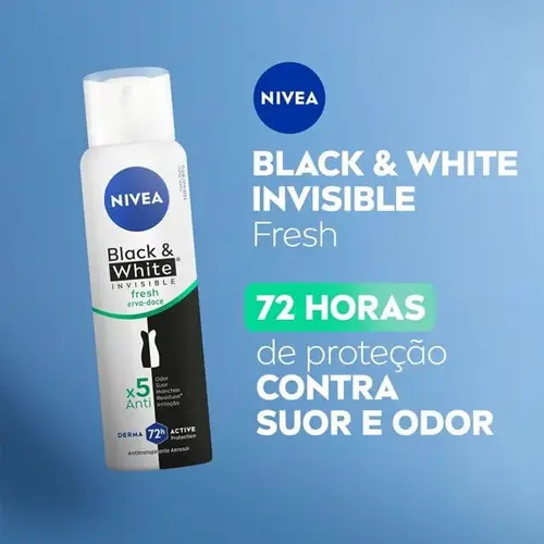 Desodorante Antitranspirante Aerosol Nivea Invisible Black & White Fresh Erva Doce Feminino 48h 150ml
