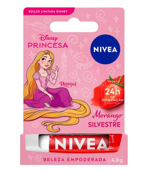 Hidratante Labial Nivea Disney Princesa Rapunzel Morango Silvestre 4,8g
