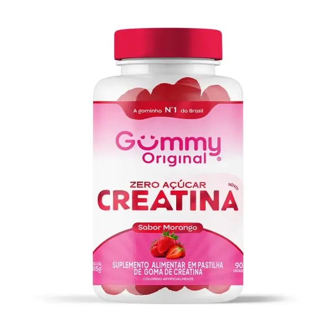 Creatina Gummy Morango Zero Açúcar 90 gomas