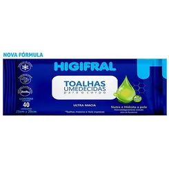 Toalhas Umedecidas Para Adulto Higifral com 40 unidades
