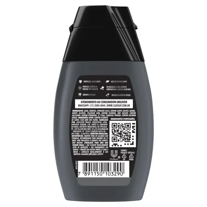 Gel Dental Closeup Branco Radiante Carvão Ativado e Menta 100g