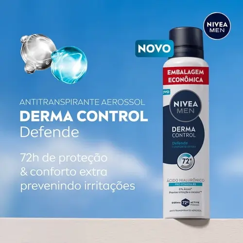 Desodorante Antitranspirante Aerossol Nivea Men Derma Control Defende 72h 200ml