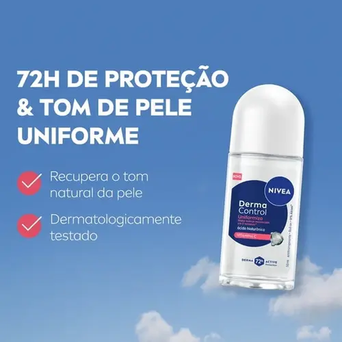 Desodorante Antitranspirante Roll-On Nivea Derma Control Uniformiza Feminino 72h 50ml