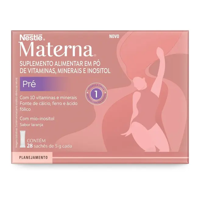 Polivitamínico Materna Pré Nestlé Sabor Laranja 28 Sachês de 5g cada