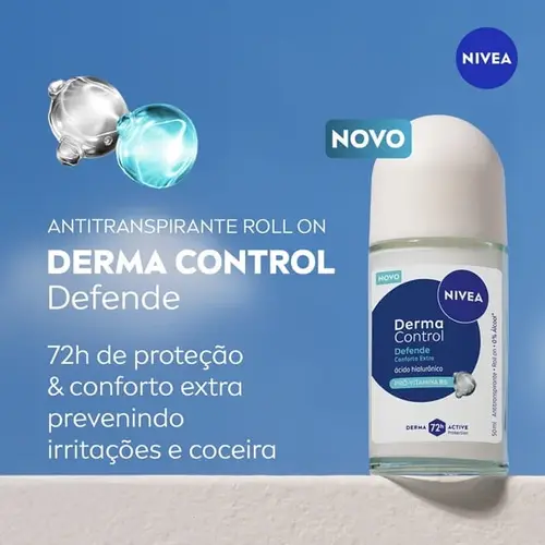 Desodorante Antitranspirante Roll-On Nivea Derma Control Defende Feminino 72h 50ml