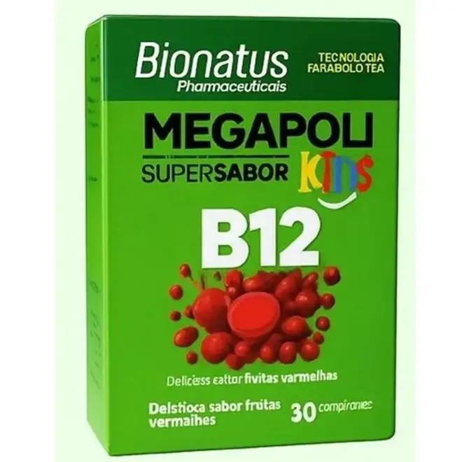 Megapoli Kids B12 Frutas Vermelhas 30 Comprimidos Mastigaveis