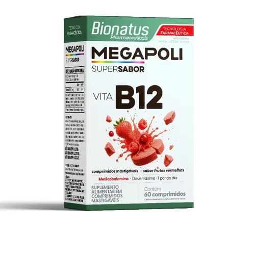 Megapoli B12 Frutas Vermelhas 60 Comprimidos Mastigaveis
