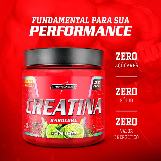 Creatina 350g Hardcore Sabor Limão
