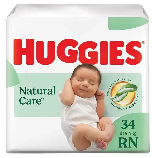 FRALDA HUGGIES NATURAL CARE MEGA RN 34 UNI