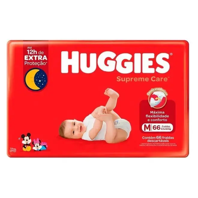 FRALDA HUGGIES SUPREME CARE HIPER M C/ 66