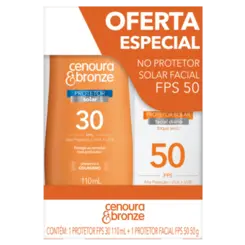 CENOURA & BRONZE PROTETOR SOLAR FACIAL FPS50 50G+FPS30 110ML